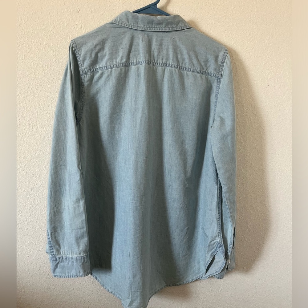 Talbots Light Wash Chambray Button-Down Shirt - Picture 2 of 5